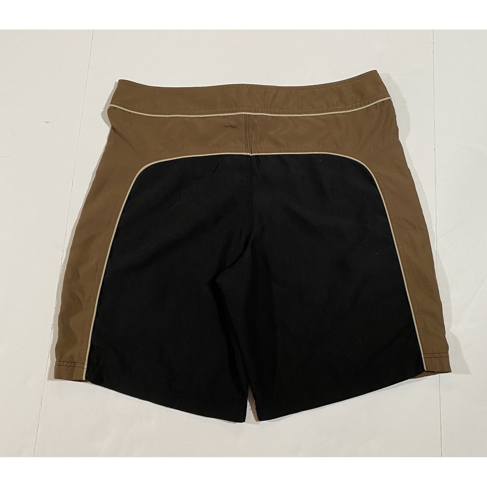 Wonderwall Mens Board Shorts Brown Black Colorblock Swim Trunks Size 34 - Picture 8 of 12